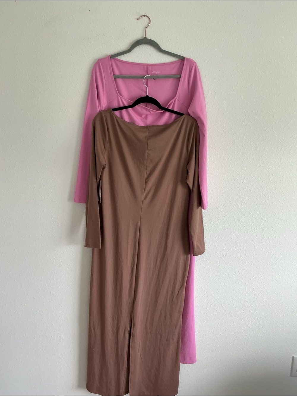 wild fable Pink and Brown Long Sleeve Square Neck Dress Duo